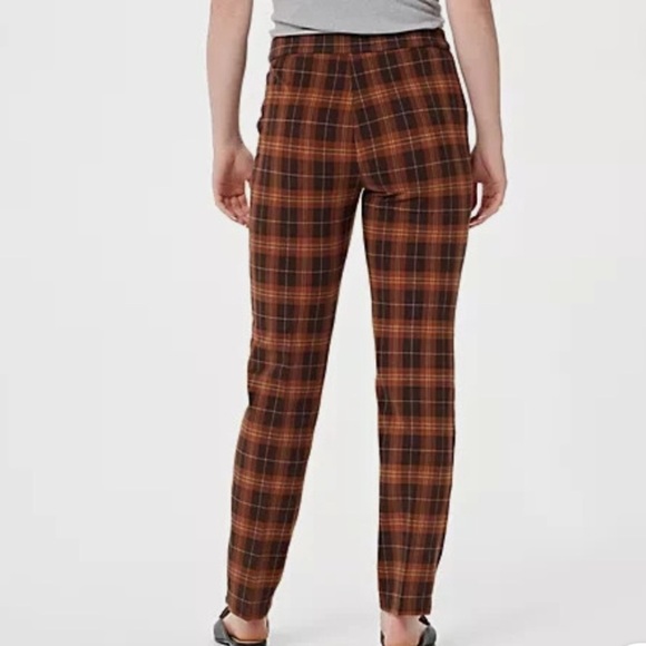 Susan Graver Straight Leg Pull On Career Pants Womens Large Pockets Punk Plaid - Picture 2 of 7